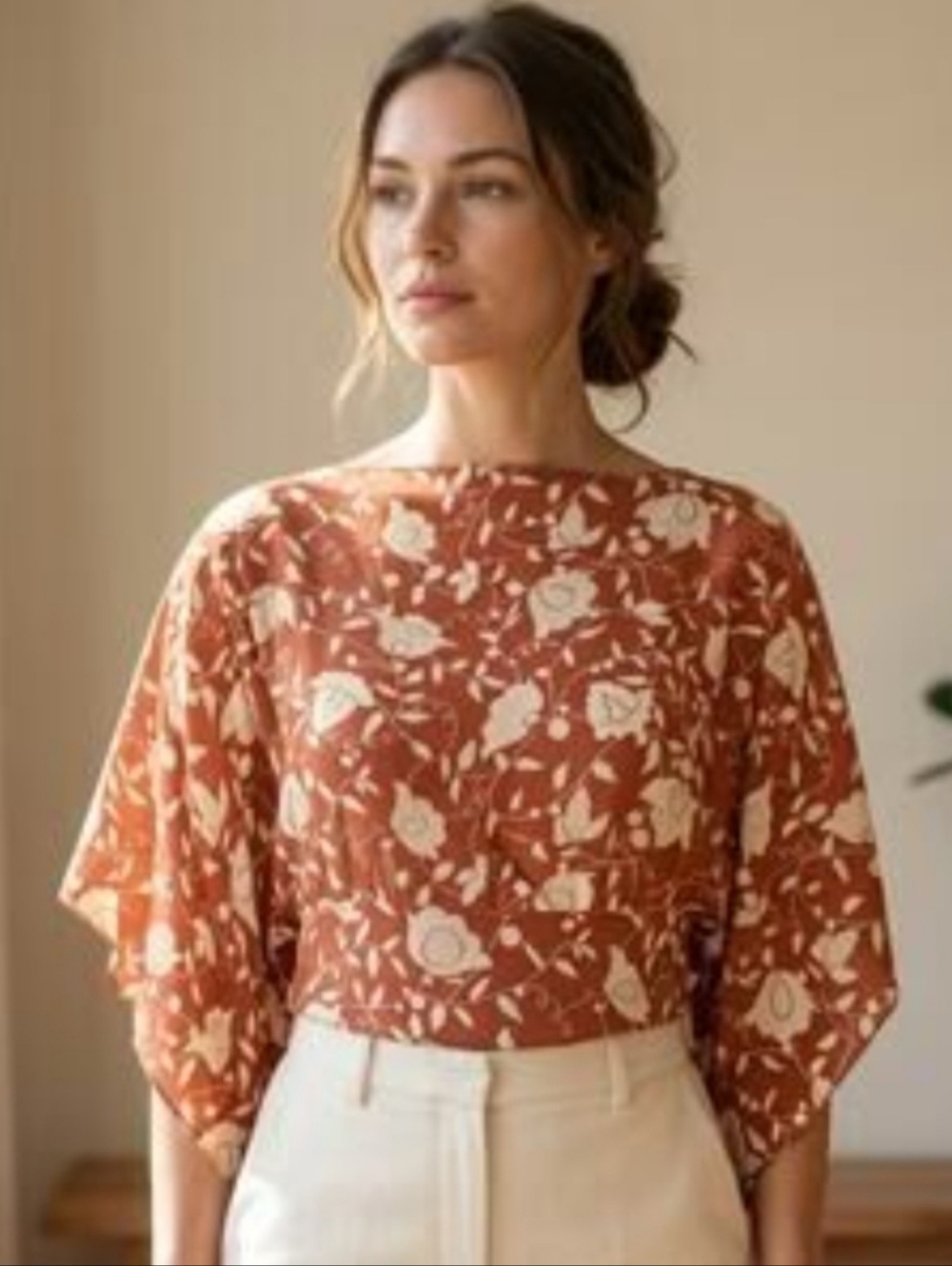 Anna Sui for Anthropologie boho floral Silk top Sz 4